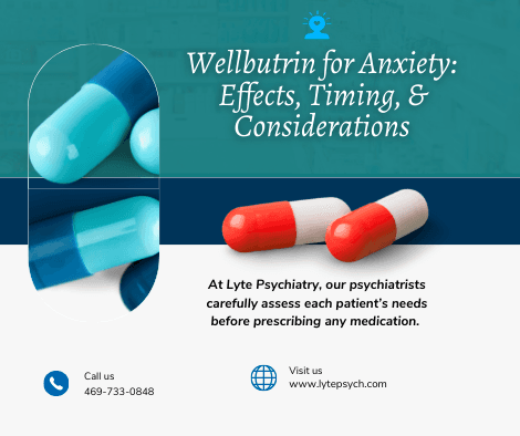 While not FDA-approved for anxiety, Wellbutrin may be considered in certain cases — especially when depression or fatigue is also present.