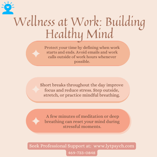 Work is a big part of life, but when stress, burnout, or anxiety take over, it can impact both your performance and your mental well-being. Building wellness at work isn’t just about productivity — it’s about creating a healthy mind that can thrive both in and outside the workplace.