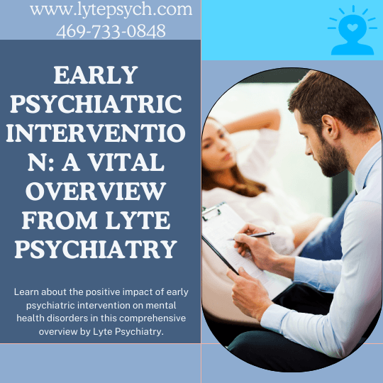 Early psychiatric intervention refers to the timely assessment, diagnosis, and treatment of mental health disorders at their initial stages.