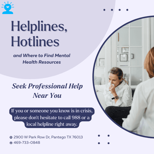 When you or someone you love is struggling with mental health, knowing where to turn for immediate help is vital. Beyond therapy and psychiatry appointments, there are 24/7 helplines, hotlines, and resources designed to provide support during a crisis or when you simply need someone to talk to.