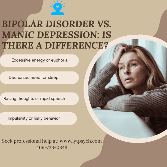 Bipolar Disorder vs. Manic Depression: Is There a Difference? at Lyte Psychiatry (Best Adults and Adolescents Therapist and Psychiatrist Near You, Affordable Therapist and Psychiatrist Near You) Dallas & Arlington, TX.