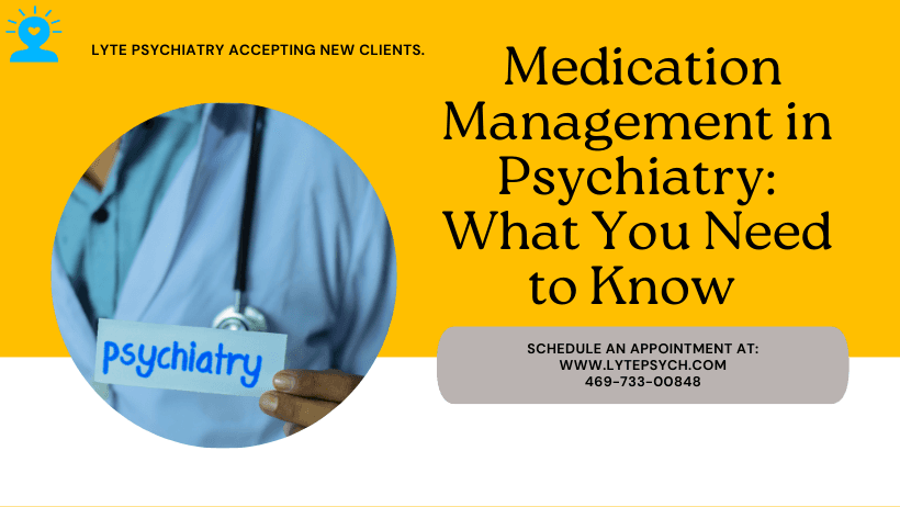 In the realm of mental health treatment, medication management plays a pivotal role in helping individuals achieve stability and improve their quality of life. At Lyte Psychiatry, we prioritize personalized care and comprehensive treatment plans tailored to each patient's unique needs.