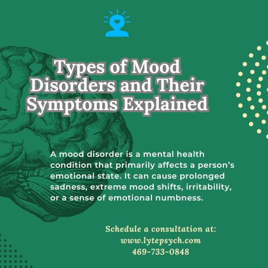At Lyte Psychiatry, we help adults, teens, and families in Dallas & Arlington, TX identify and manage mood disorders through expert evaluation and personalized care.