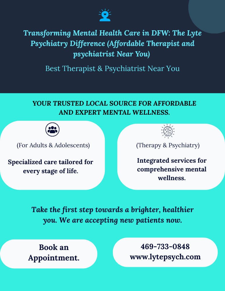 For over 10 years, Lyte Psychiatry has been transforming lives across the Dallas-Fort Worth metroplex, earning the trust of hundreds of patients who struggled with anxiety, depression, ADHD, PTSD, and other mental health challenges.
