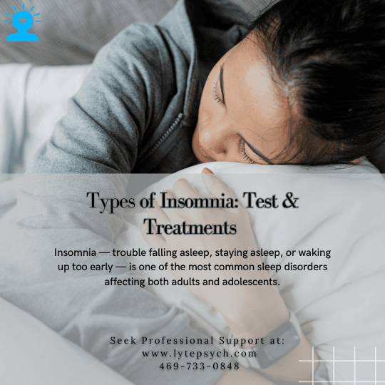 Insomnia — trouble falling asleep, staying asleep, or waking up too early — is one of the most common sleep disorders affecting both adults and adolescents.